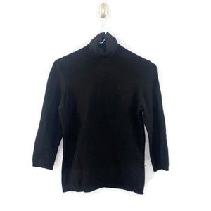 Ann Taylor Petites Classic Black Cashmere Turtle Neck Sweater SP